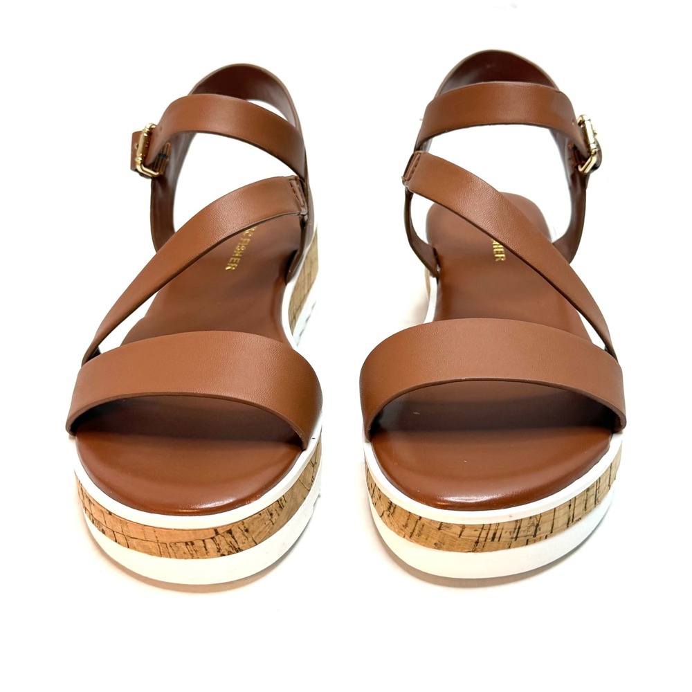 Marc Fisher Women's Grandie Treaded Platform Wedge Sandals Cognac Size 5.5M NWT